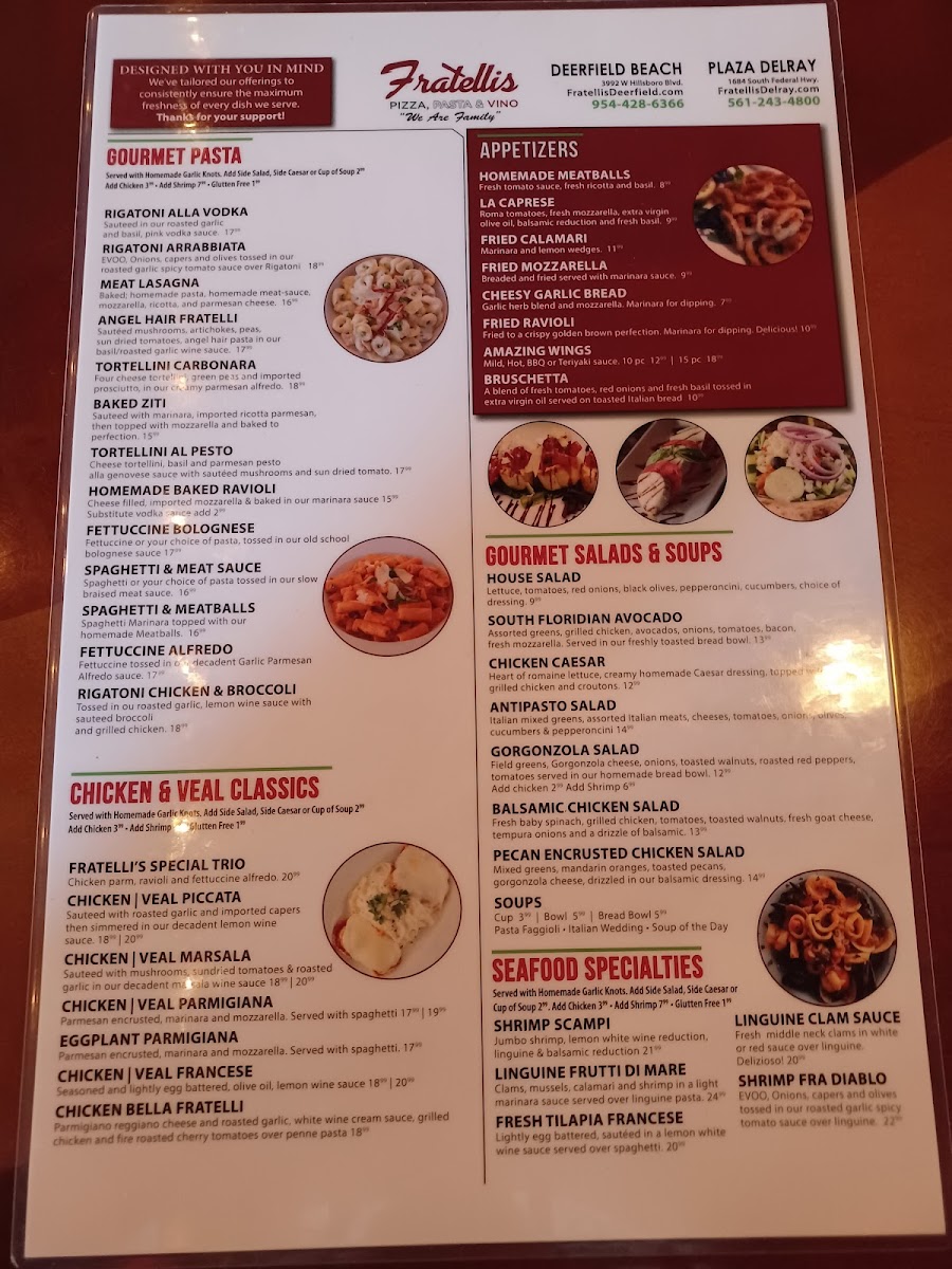 Menu Fratellis Pizza Pasta & Vino-1