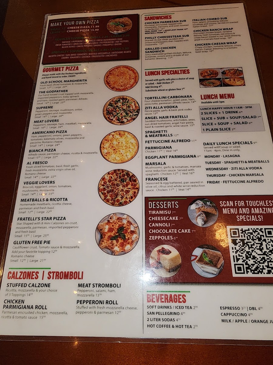 Menu Fratellis Pizza Pasta & Vino-3
