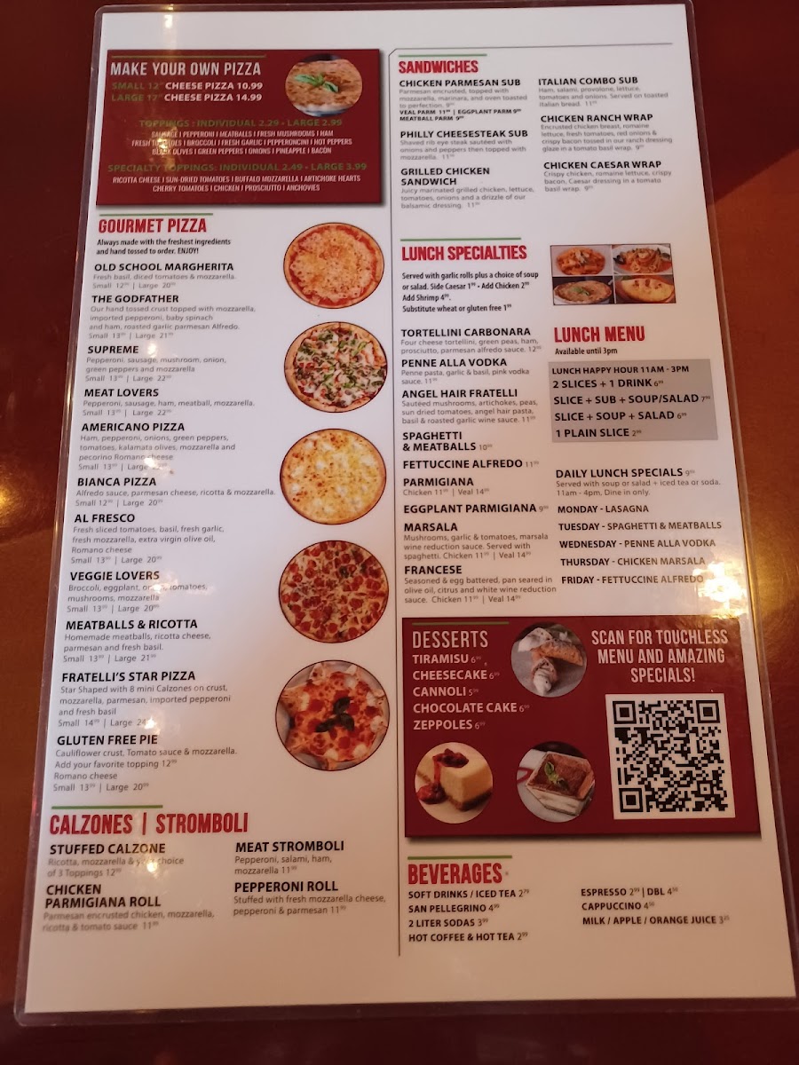 Menu Fratellis Pizza Pasta & Vino-4